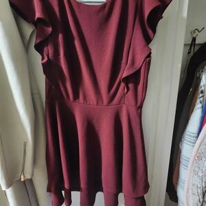 Elegant Burgundy Ruffle Dress